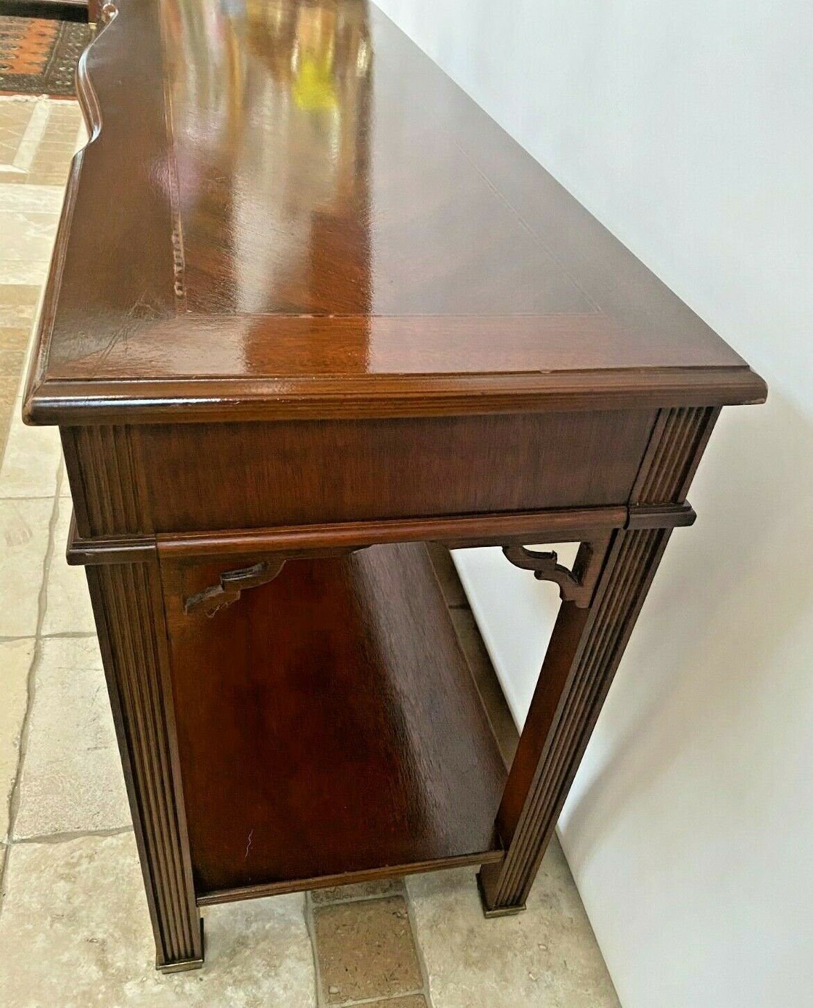 Vintage Bassett Sofa Console Table Drawer Bottom Shelf
