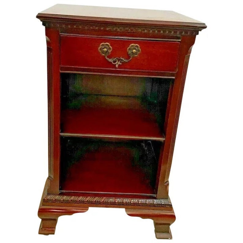 Vintage Drexel Side Table With Drawer and Bottom Shelf Carved Etsy