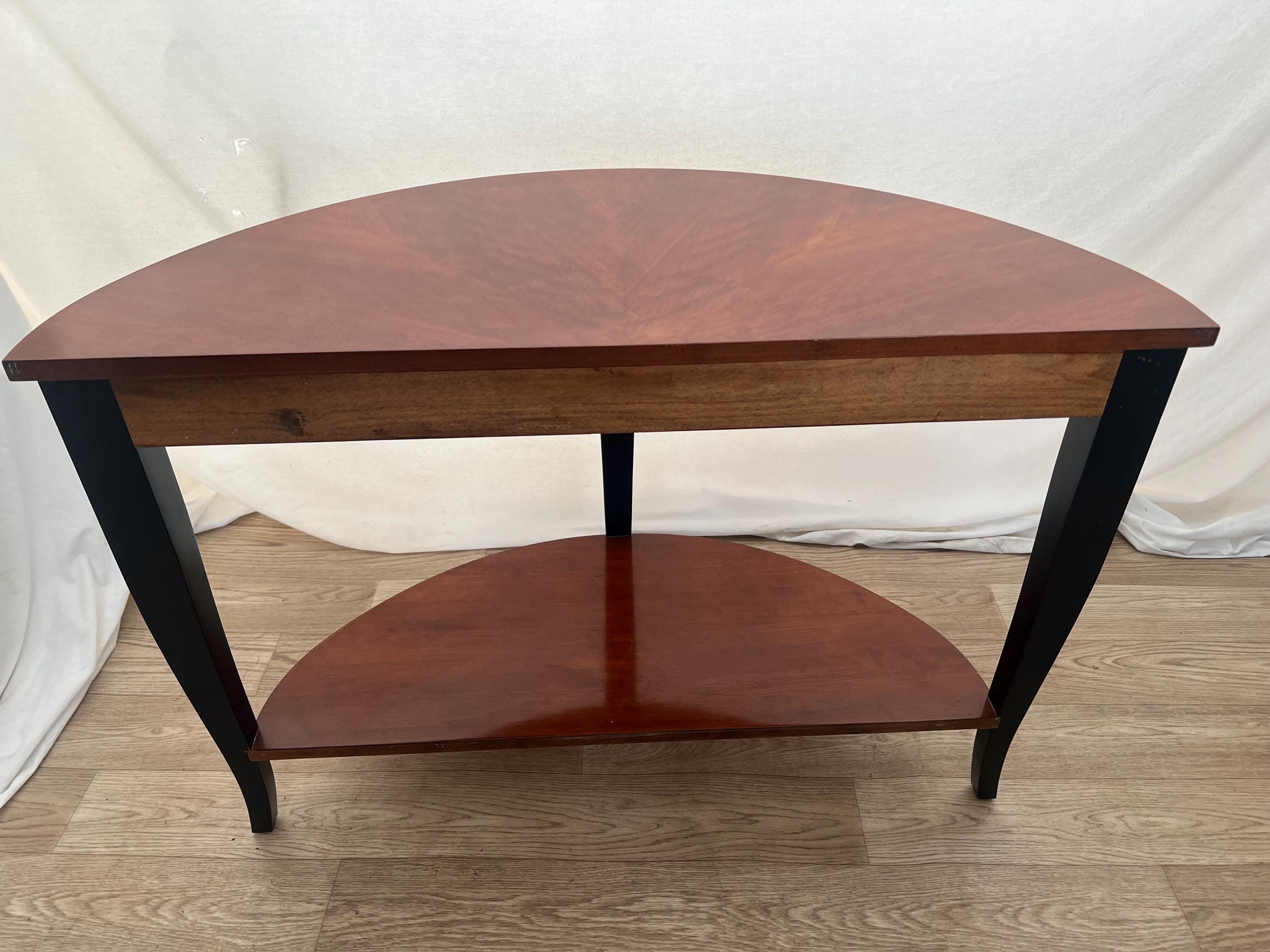 Vintage Ethan Allen Demilune Console Table Mahogany Top and Bottom