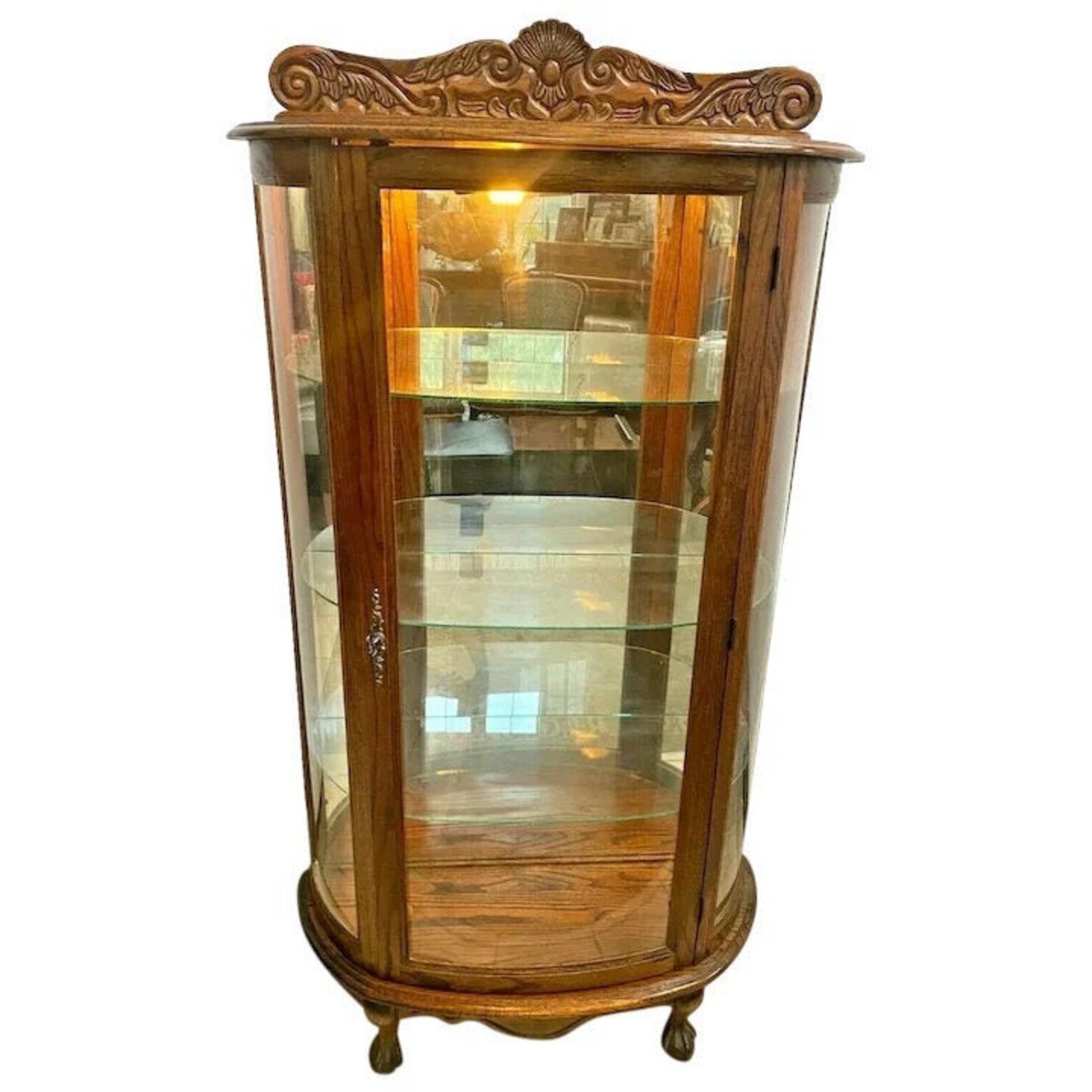 Vintage China Curio Lighted Curved glass Mirror three Etsy