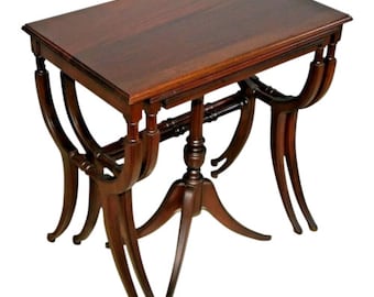 Antique Nesting Tables set of 3 Solid Mahogany Roman Empire Chippendale style