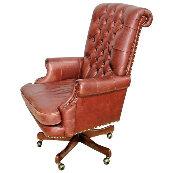 Vintage Bradington Young Leather Desk Chair Tufted Leather Etsy