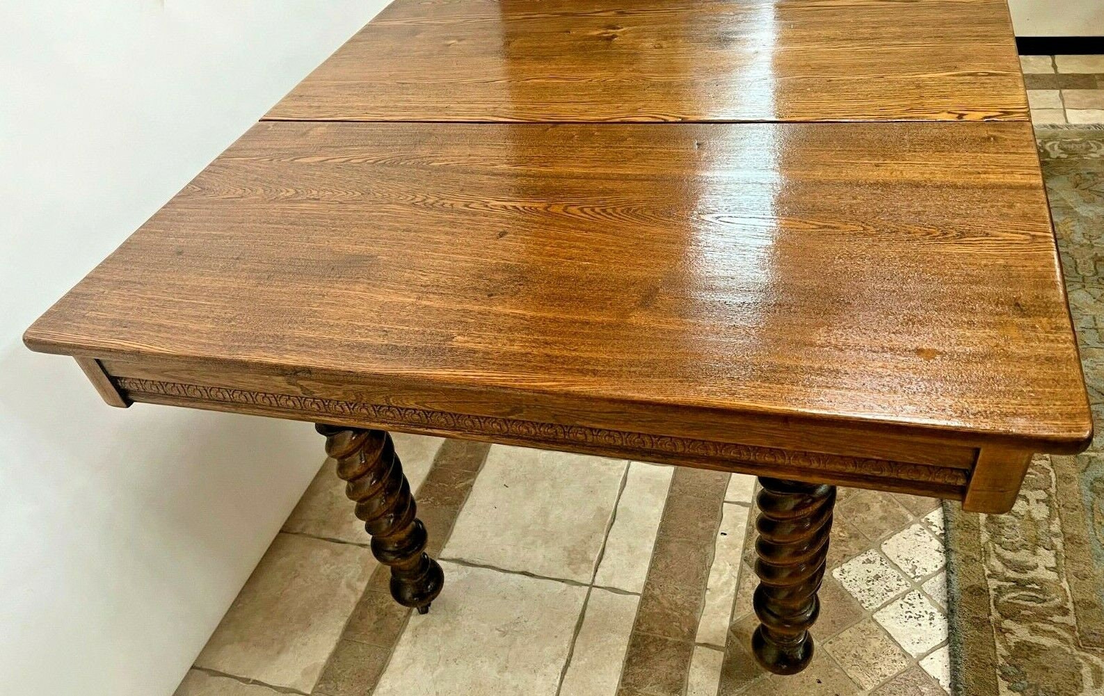 Antique Square Kitchen Table Barley Twist Rare Five Legs on | Etsy