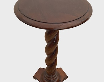 Vintage Plant Stand Low Table Barley Twist pedestal column round Victorian style
