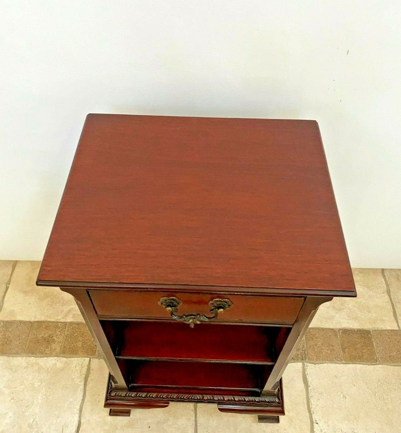 Vintage Drexel Side Table With Drawer and Bottom Shelf Carved Etsy