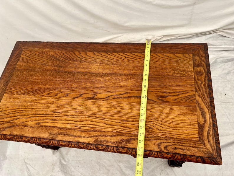 Antique Victorian Gothic Sofa Table Console Barley Twist Legs Two Drawers image 8