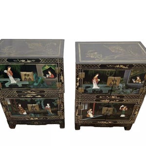 Mid Century Stacking Chinoiserie Bedside Cabinets Nightstands Six Pieces Chinese