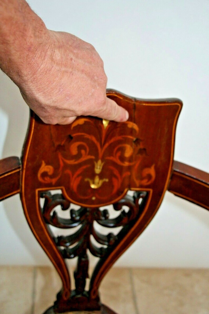 Antique French corner chair Hand Carved back with Etsy