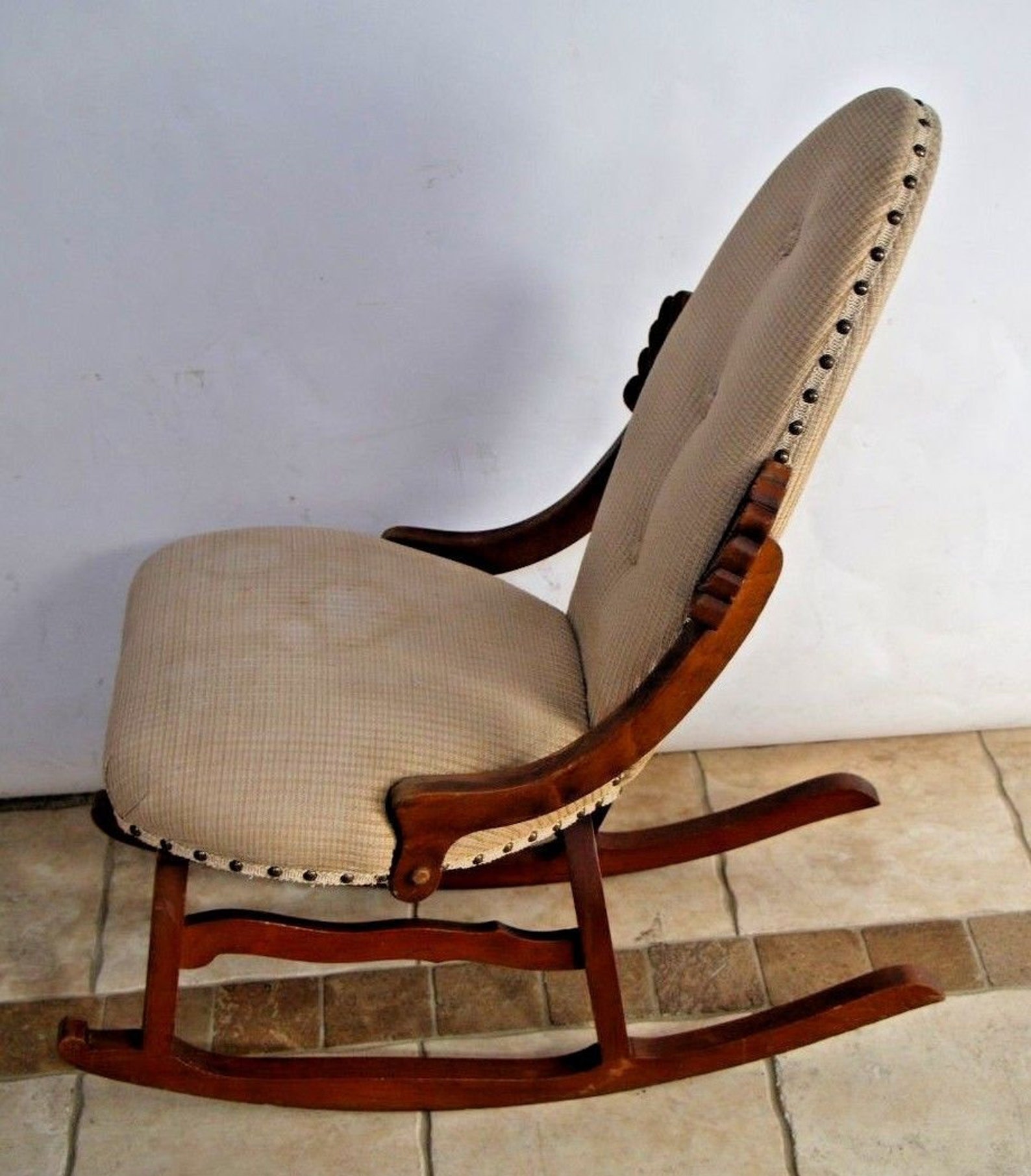 Vintage French Country Rocking Chair Fabric Petite Size by Etsy