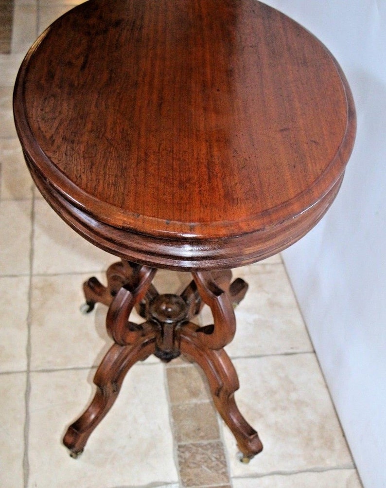 Antique Victorian Oval Table on Casters solid hardwood carved Etsy