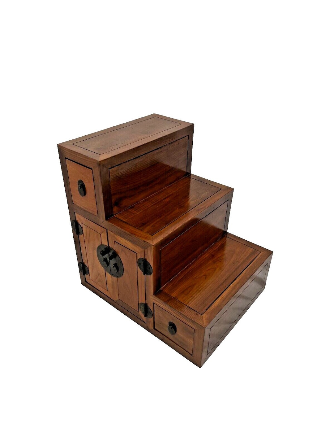Japanese Kaidan Tansu Step Chest Cabinet Two Pass Through Drawers Hand