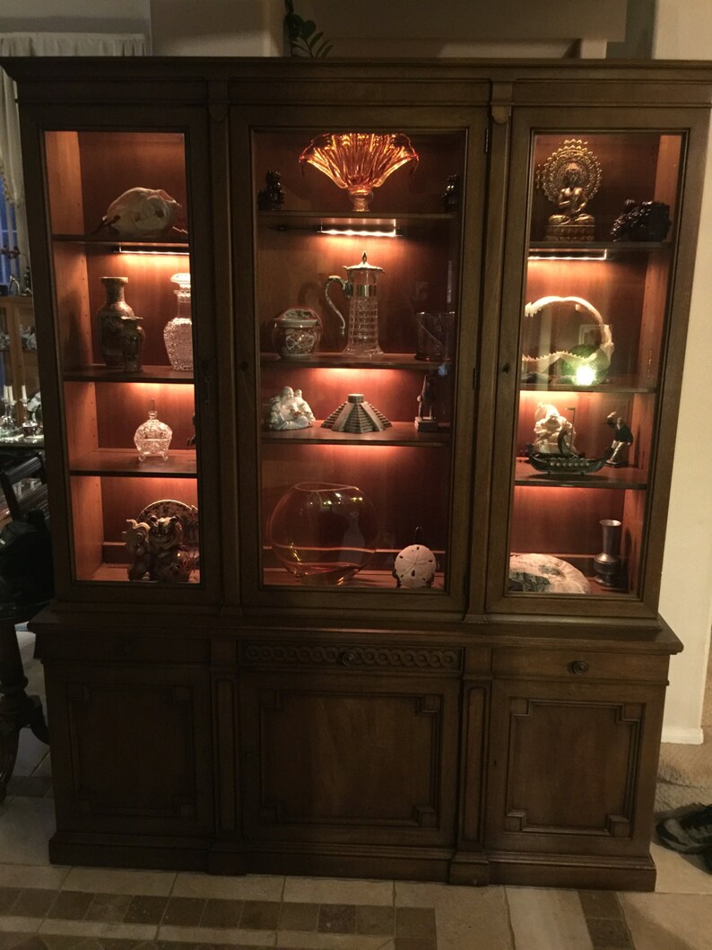 Large Henredon Neo Classic Cherry Lighted Shelves China Etsy