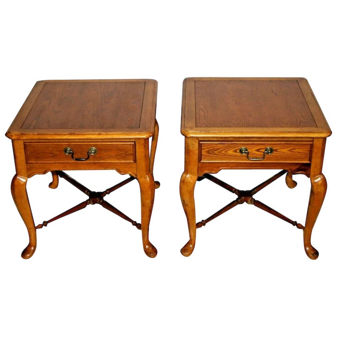 Vintage Bernhardt Furniture Nightstands Side Tables Matching Set Drawer
