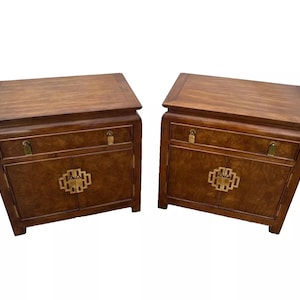 Vintage Matching Century Furniture Nightstands Side Tables Drawer and Cabinet set of Two