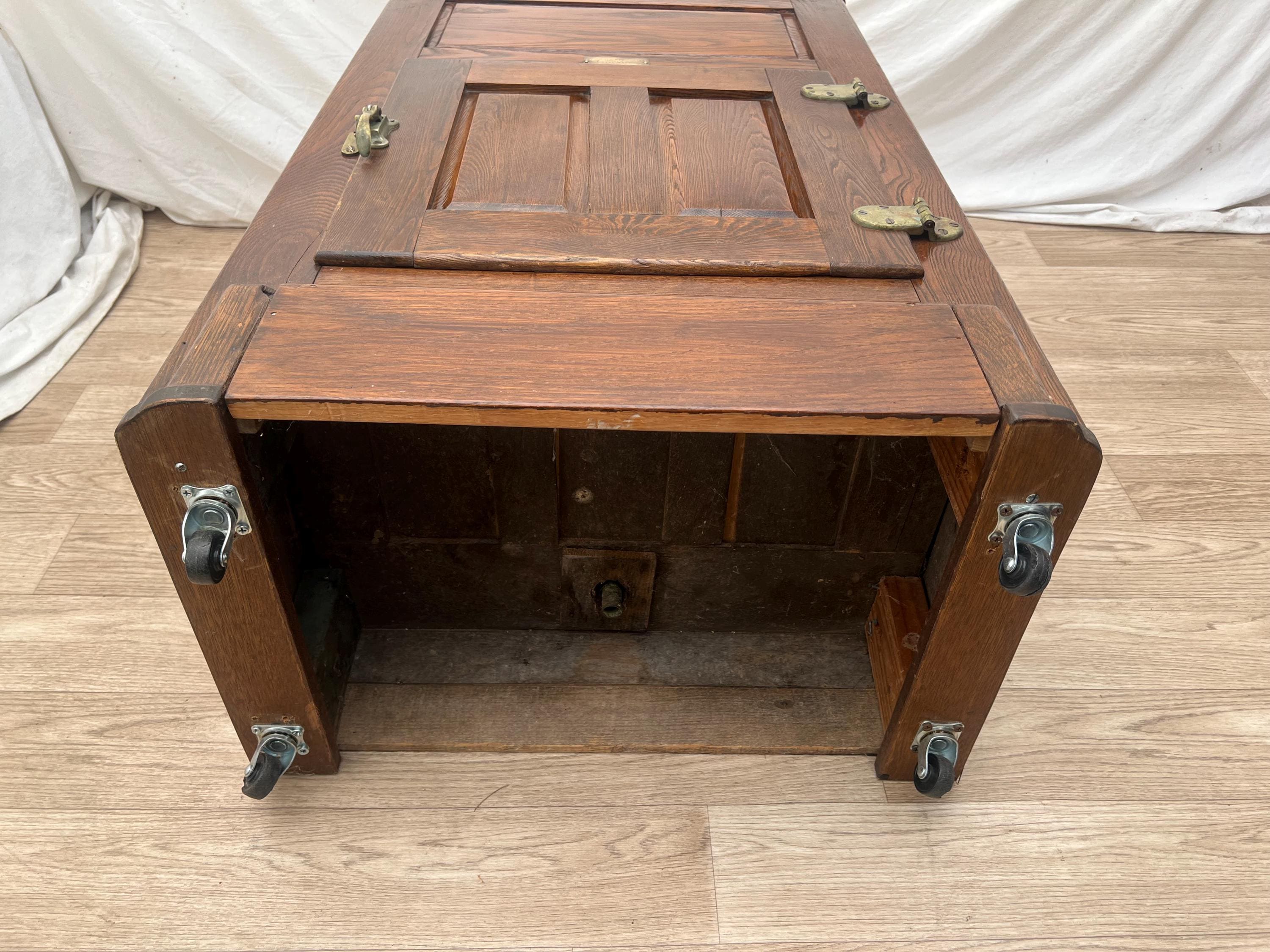 Antique Glacier Turquoise Ice Box Top and Bottom Storage Two Doors