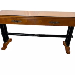 Rare Vintage Thomasville Biedermeier Sofa Table Console Two Drawers Column Legs