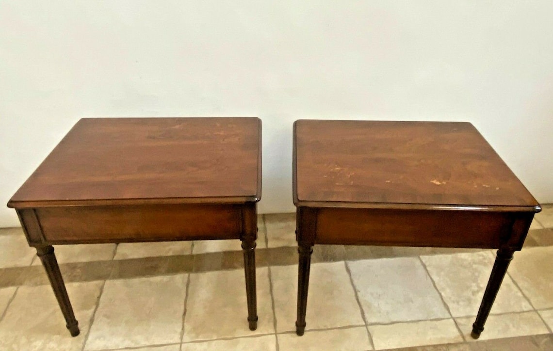 Vintage Pair of Henredon Side Tables Walnut Nightstands Single Etsy