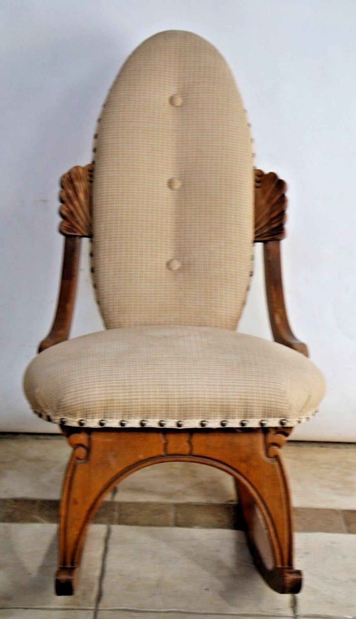 Vintage French Country Rocking Chair Fabric Petite Size by Etsy