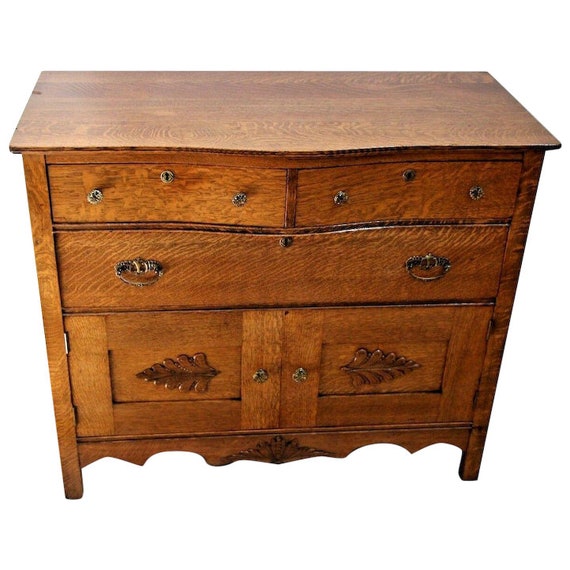 Antique Dutch Colonial Style Tiger Oak Dresser Bottom Cabinet Etsy