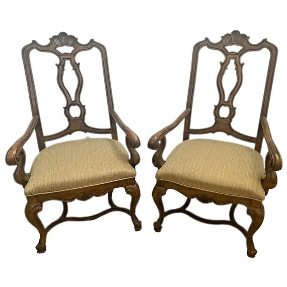 Drexel Heritage Armchairs French Baroque Style Carved Back