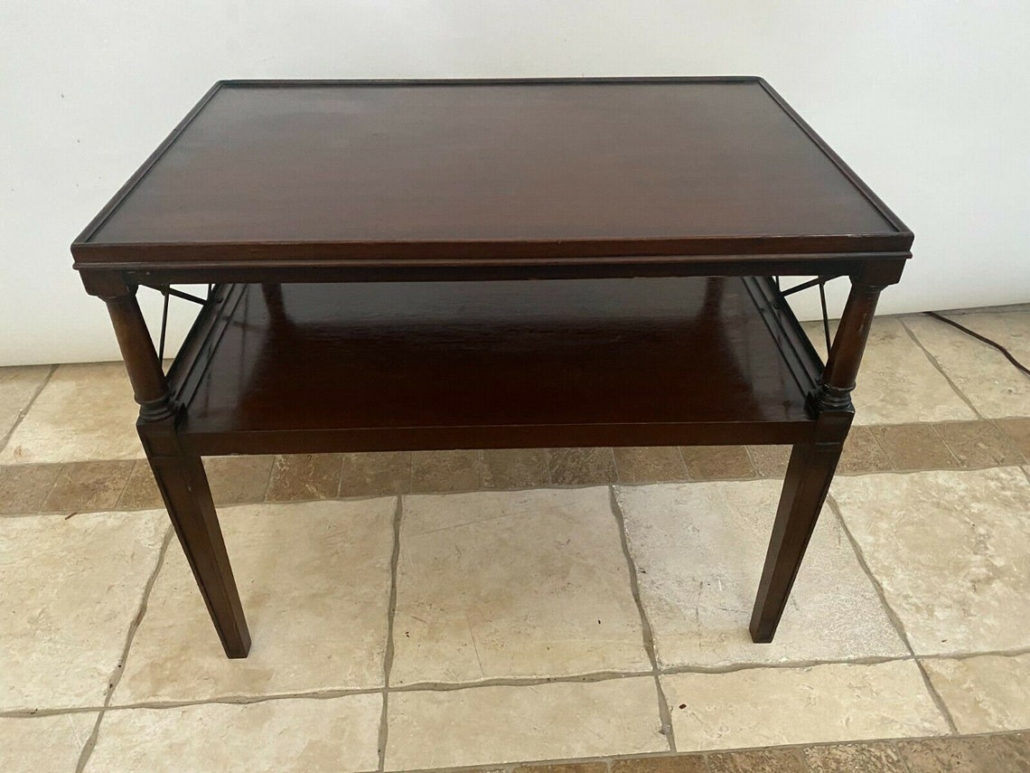 Vintage Hekman Table Bottom Shelf Two Tier Mahogany High Etsy