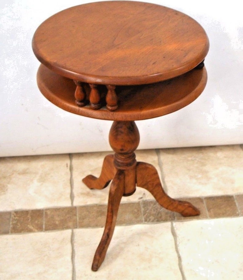 Antique Round Maple two Tier End Table Side Table Pedestal Etsy
