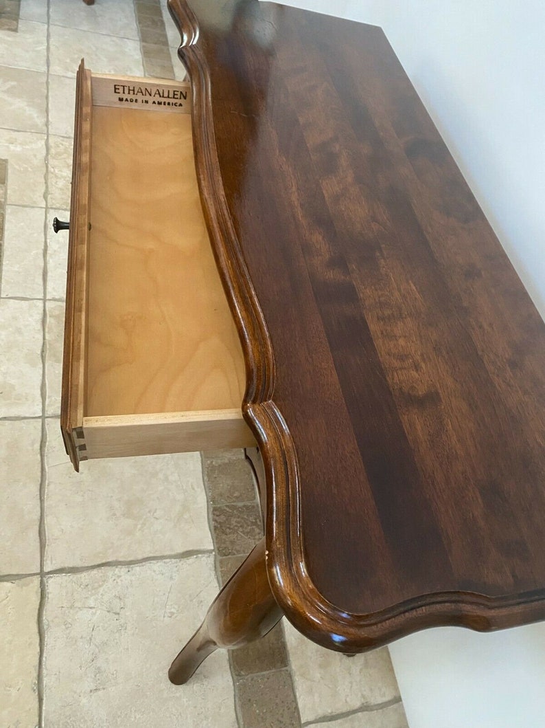 Ethan Allen Console Sofa Table Solid Walnut Single Drawer Etsy