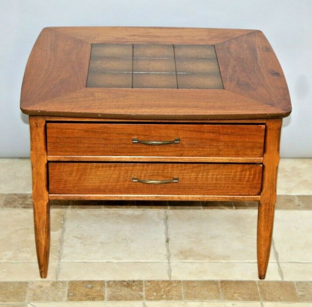Vintage Lane Alta Vista Two Drawer Walnut Table With Center Insert