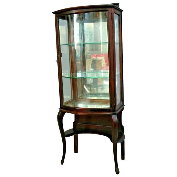 Antique China Cabinet Curio Rockford Furniture Original Curved Etsy