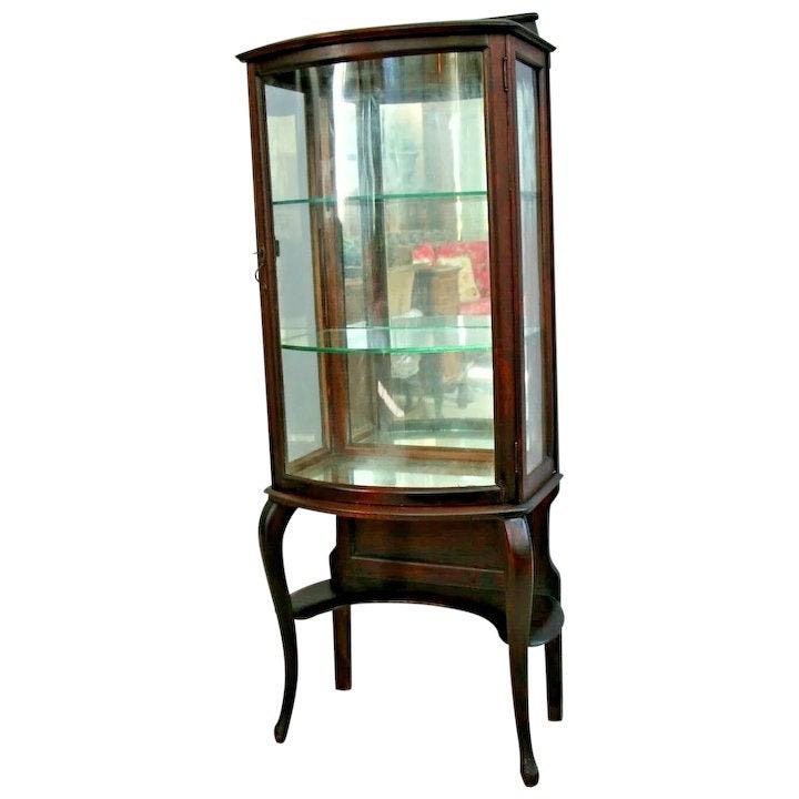 Antique China Cabinet Curio Rockford Furniture Original Curved Uk Antique China Cabinet Curio Rockford, Curved Glass China Cabinet Vintage
