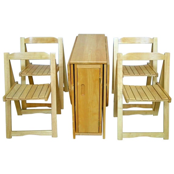 Drop Leaf Side Kitchen Craft Table Solid Maple Chair Set Etsy