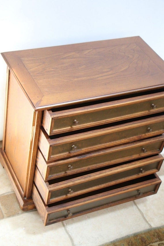 Table Top Chest Of Drawers Large Walnut Jewelry Organizer Oak Etsy