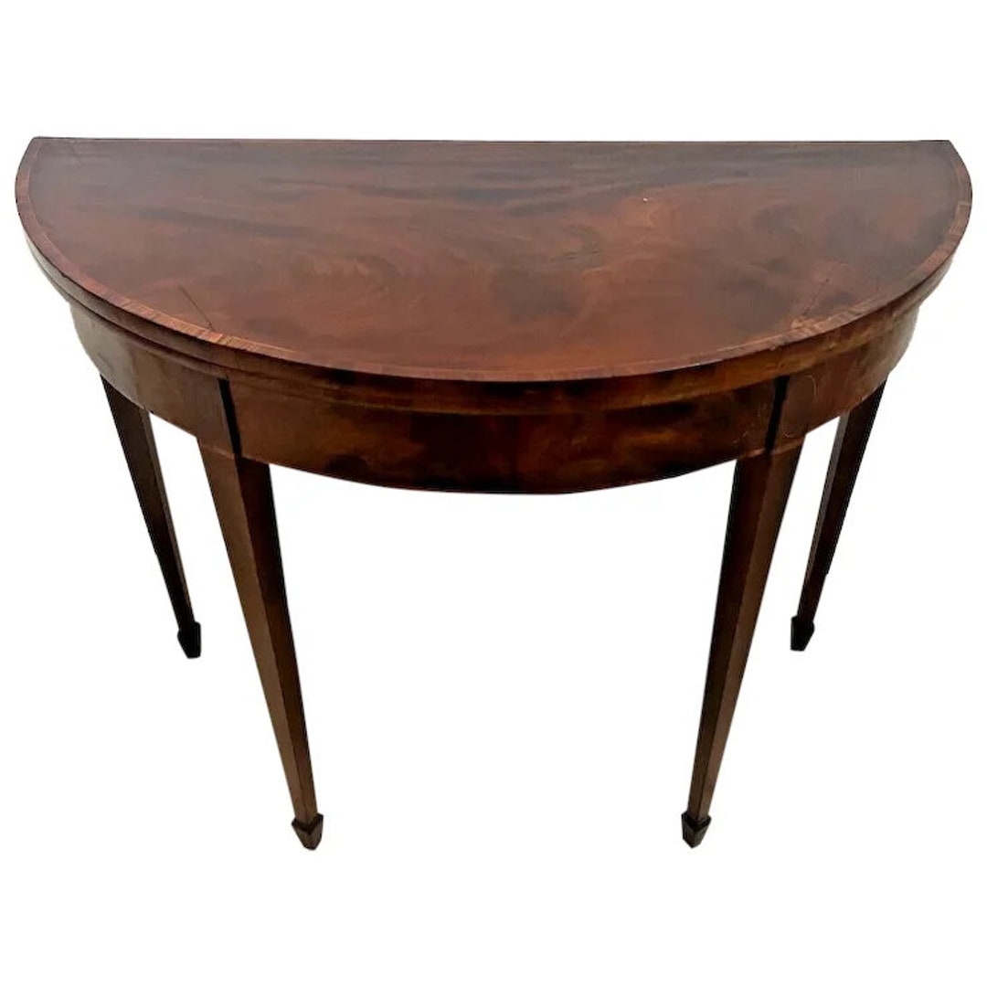 Vintage Demilune Console Game Table Expandable Round Fold Out Etsy