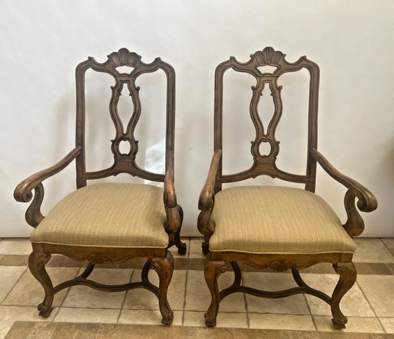 Drexel Heritage Armchairs French Baroque Style Carved Back
