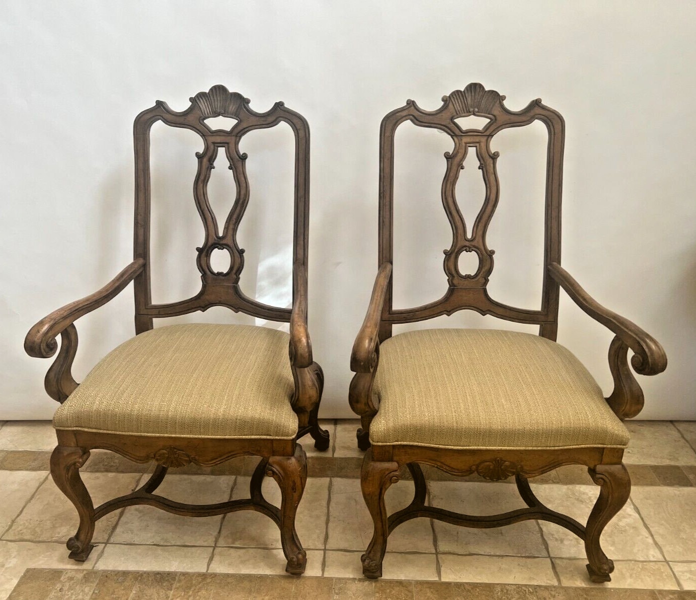 Drexel Heritage Armchairs French Baroque Style Carved Back