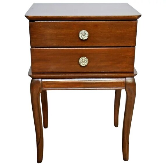 Vintage French Country Solid Maple Small 2 Drawer Side Table Etsy