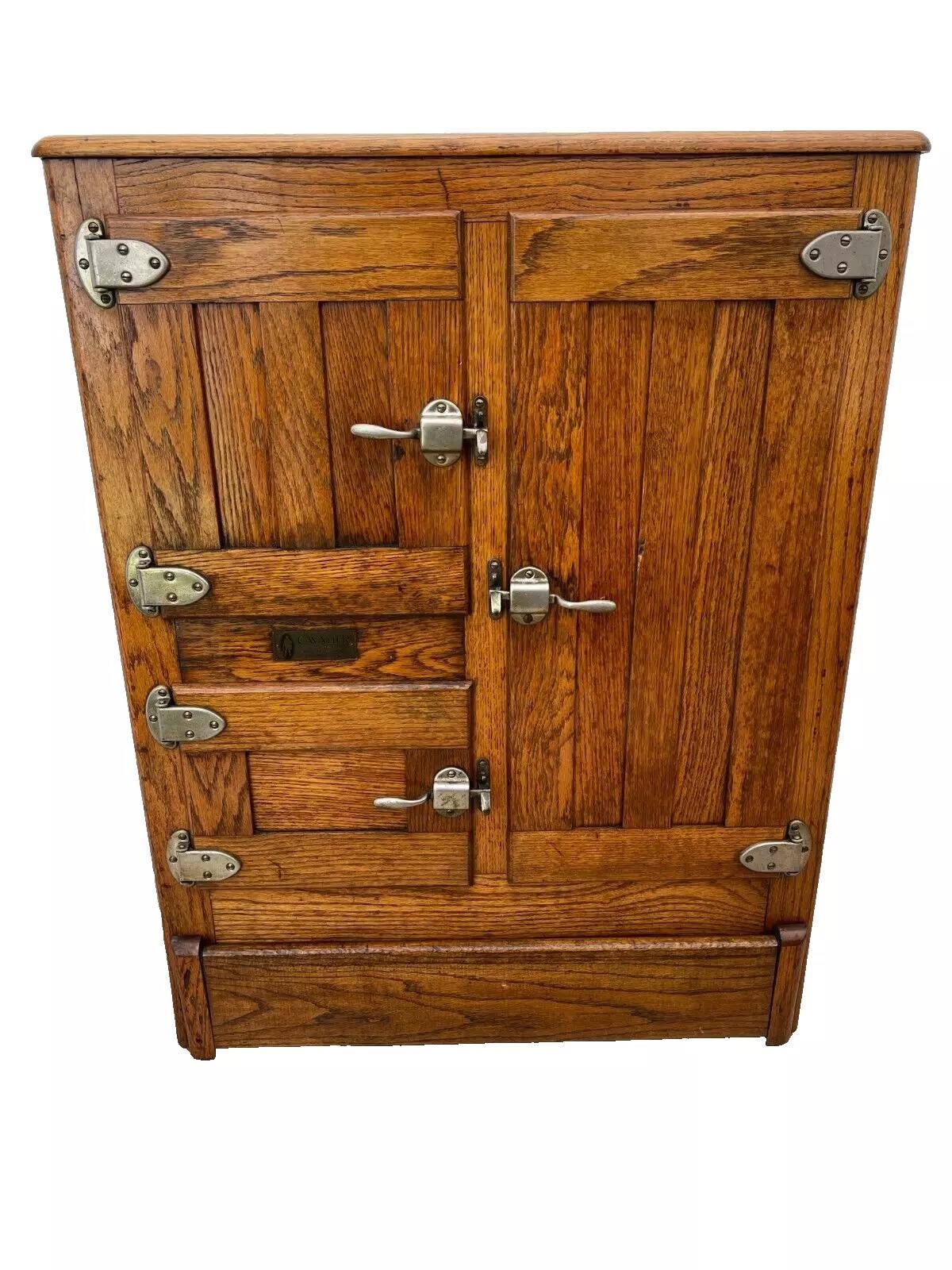 Antique Ice Box Cavalier Furniture TN Three Storage Cabinets Oak
