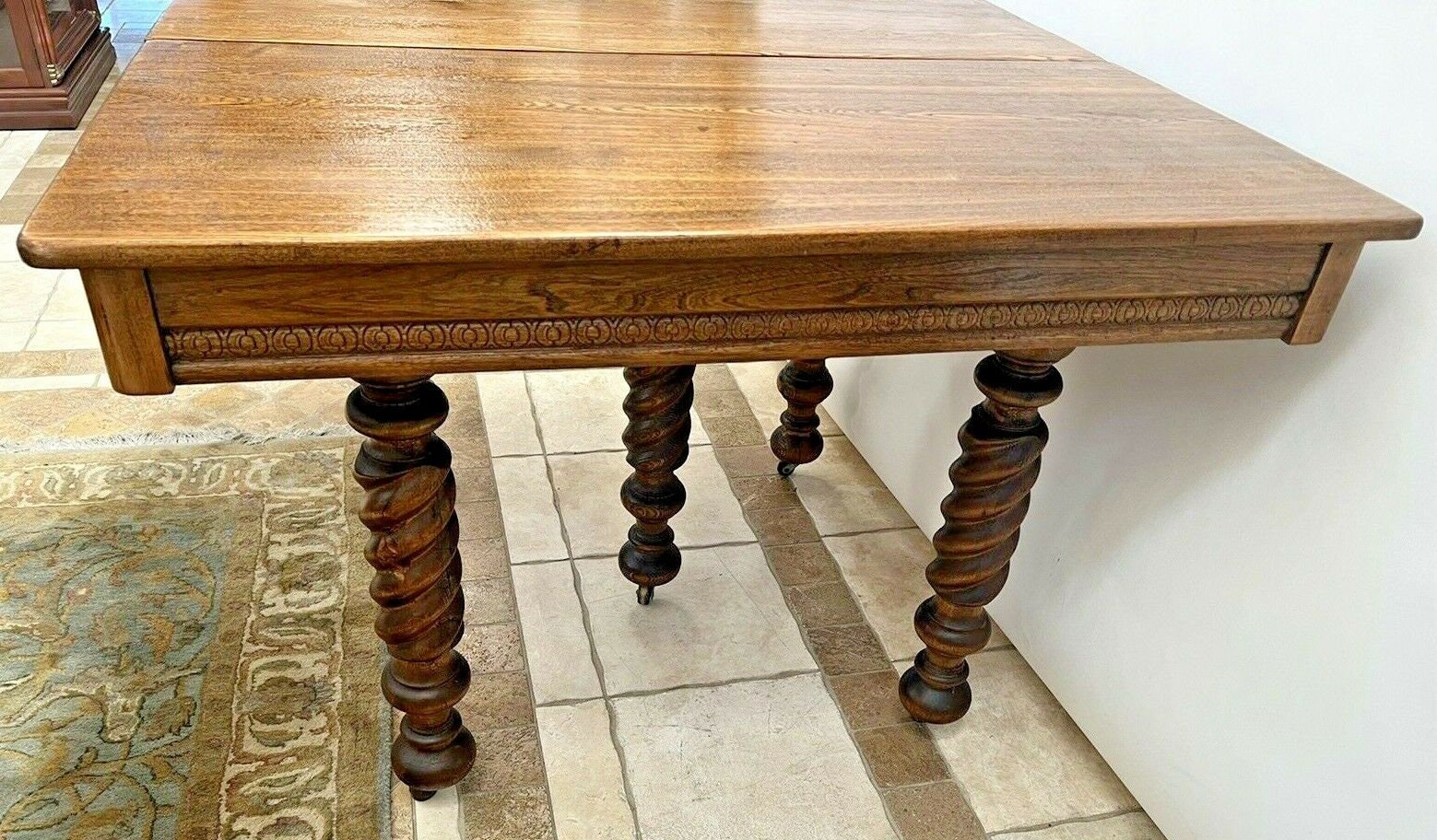Antique Square Kitchen Table Barley Twist Rare Five Legs on | Etsy