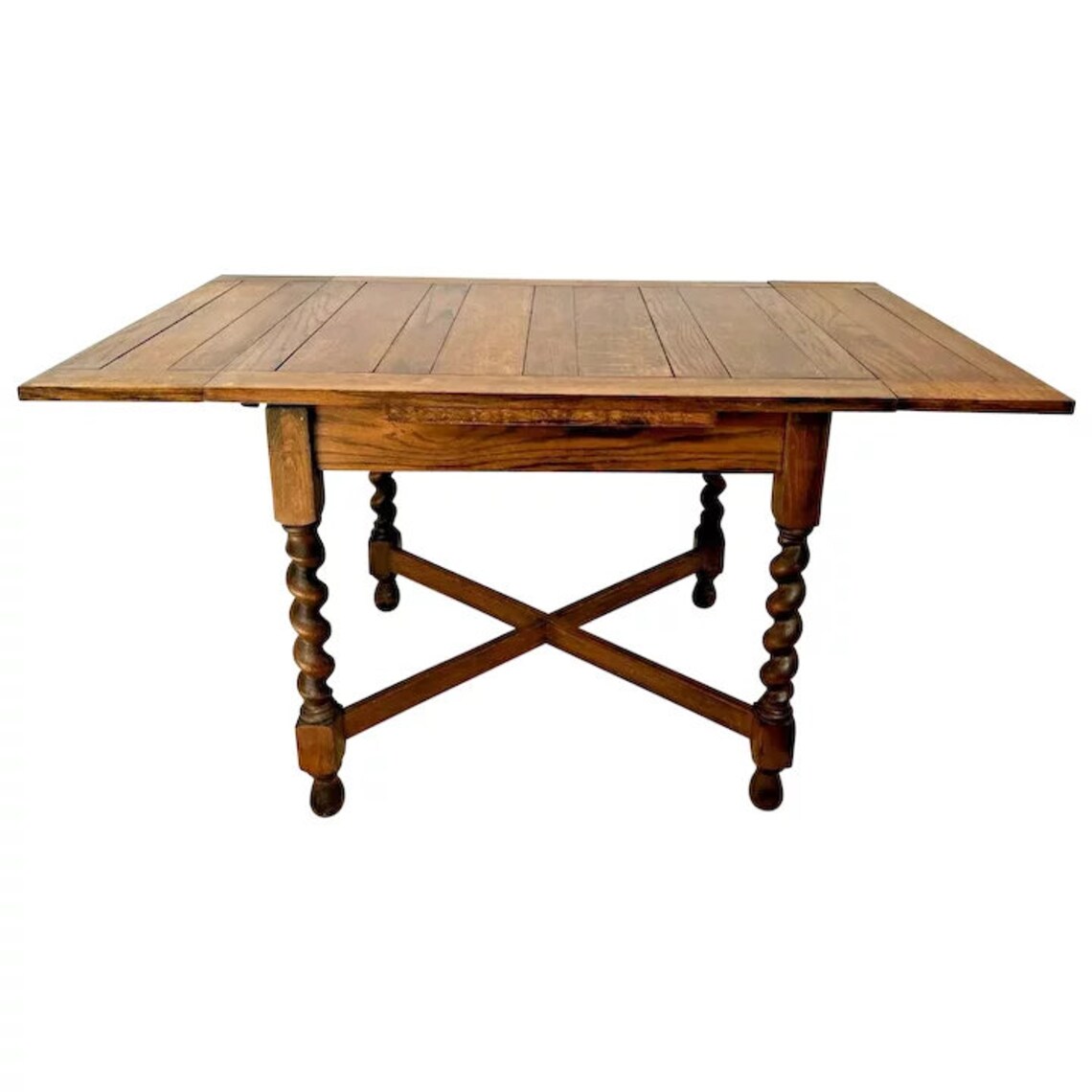 Antique Expanding Pub Table Barley Twist Legs Honey Oak Pull Etsy