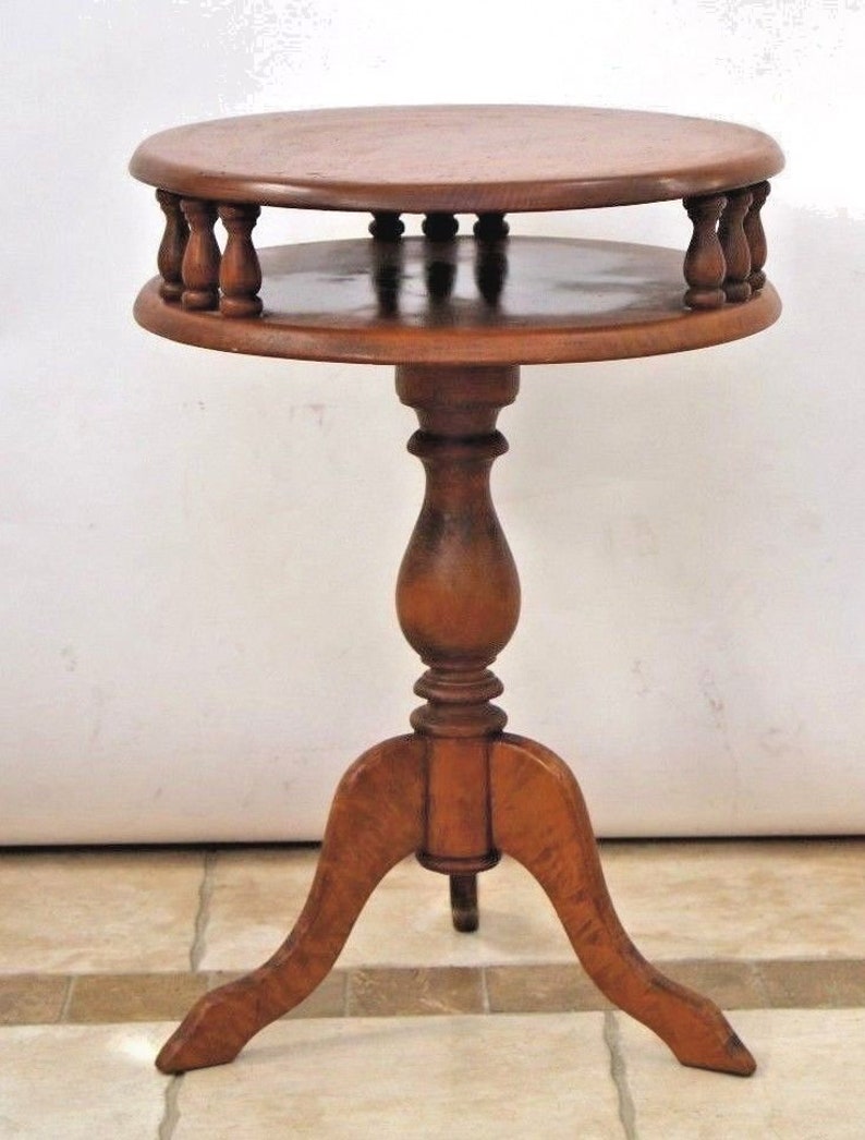 Antique Round Maple two Tier End Table Side Table Pedestal Etsy
