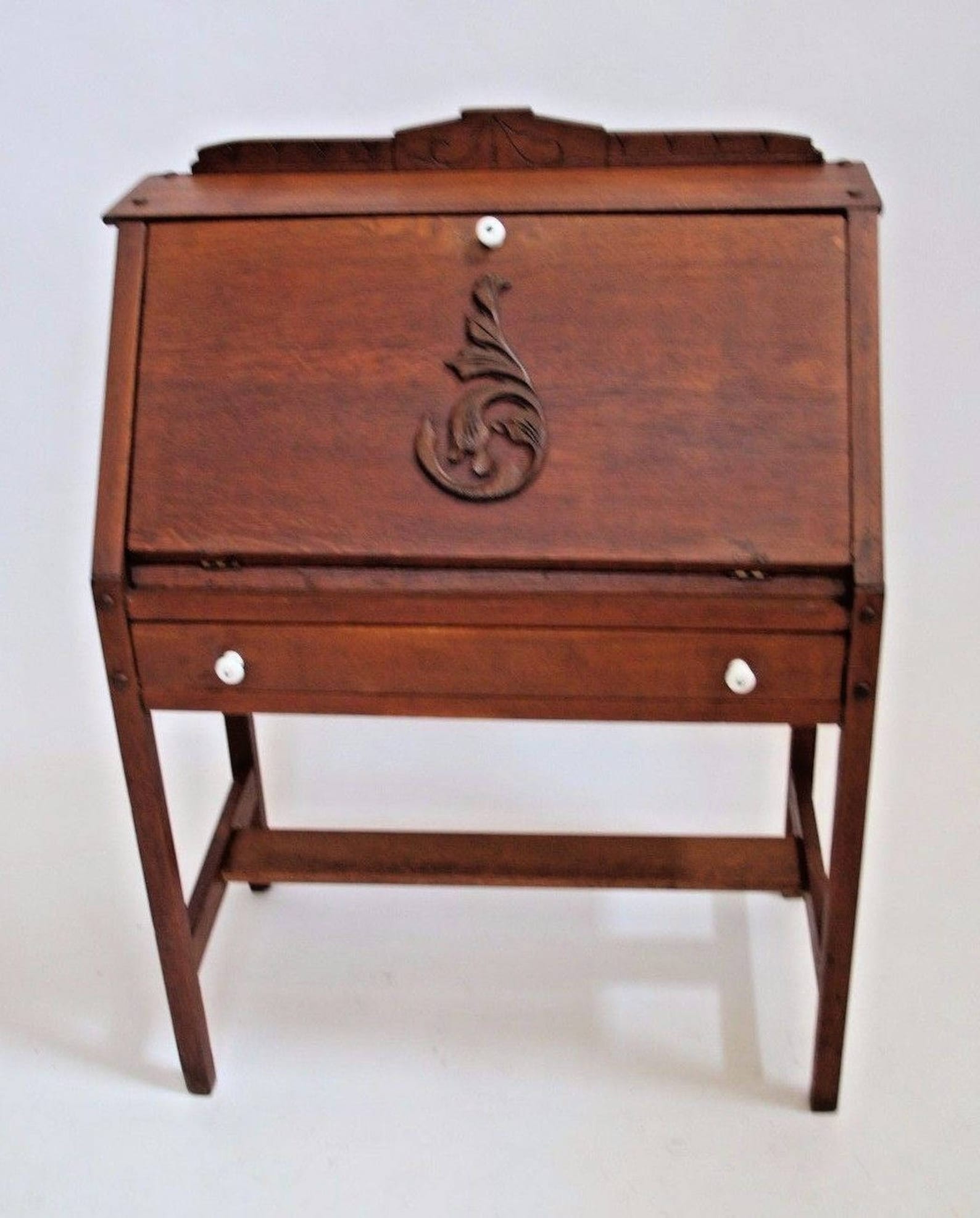 Antique Mission Style Secretary Writing Ladies Desk solid Oak Etsy