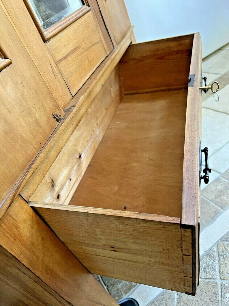 Antique Wardrobe Armoire Locking Beveled Mirror Door Etsy