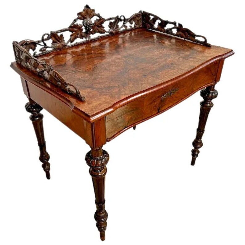 Victorian Writing Desk Library Table Flip Down Leather Etsy