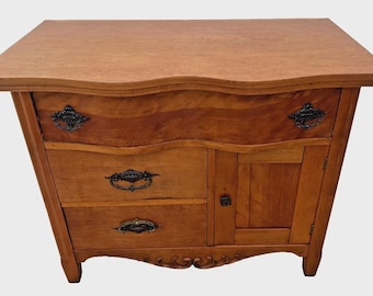 Solid Cherry Antique Dresser, Washstand, Nightstand, three drawers, side cabinet, Towel Rack