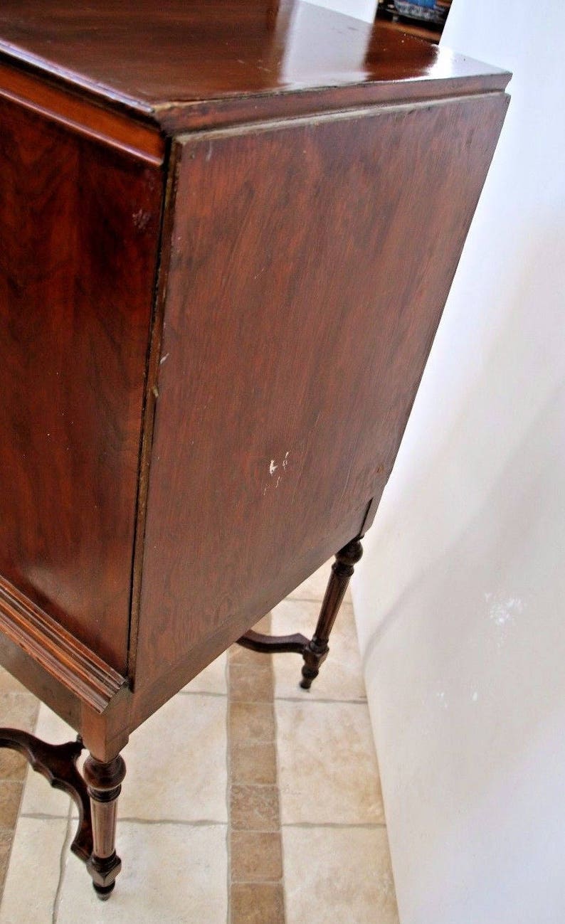 Vintage linen pantry closet mahogany inlays two doors Etsy