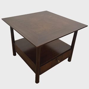 Henredon Nightstand Side Table with one Drawer and bottom Shelf Dark Walnut