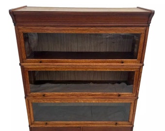Antique Sectional Bookcase Lawyer Barrister Storage Case American Empire Tiger Oak