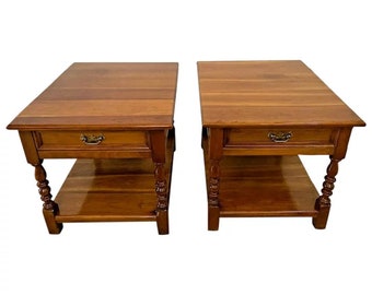 Authentic Stickley Side Tables Nightstands Solid Cherry Top Drawer bottom shelf