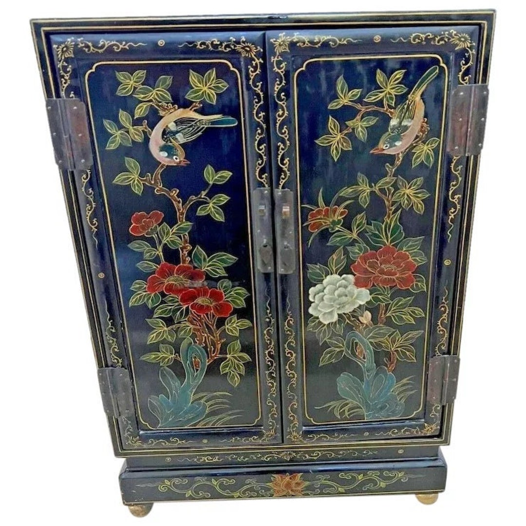 Vintage Chinese Console Double Doors Interior Shelf Hand