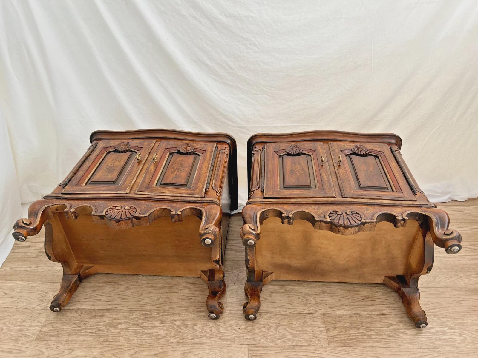 Set of Two Drexel Heritage Nightstands End Tables Double Door